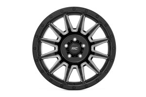 Wheel - Rough Country - 90 Series, Single-Piece, Multi-Spoke Design - Gloss Black with Machined Spokes
